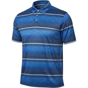 PGA Tour Mens Blue Grey Striped Short Sleeve Golf Polo Shirt Large SU24173